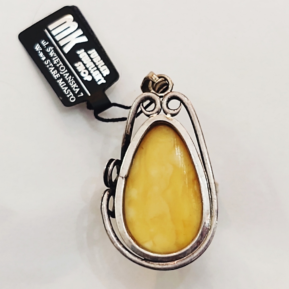 Vintage Baltic Butterscotch Amber Oversized Pendant in Sterling Silver- New! - Picture 7 of 8